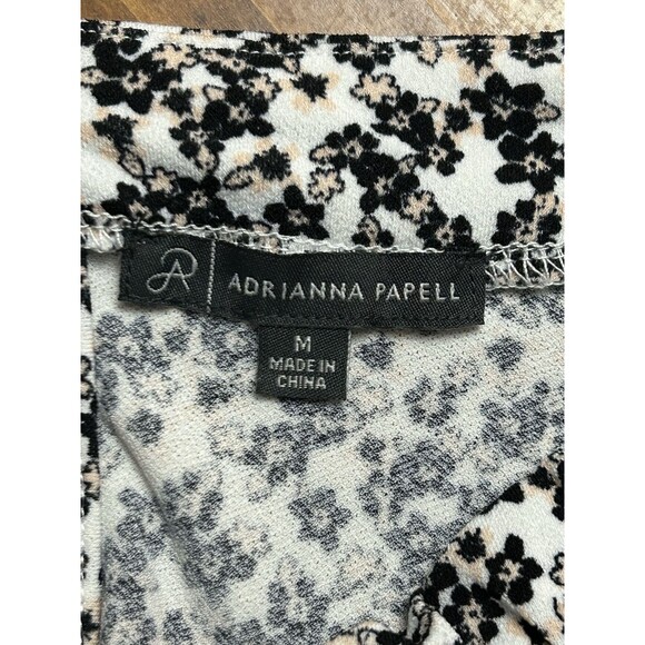 Adianna Papell Black‎ Floral Dress Short Sleeve Keyhole Back Sz M - Picture 4 of 5